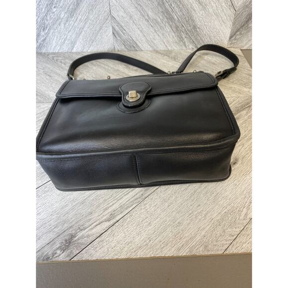 VTG Coach Black Leather Silver Hardware Willis Bag Crossbody Satchel Bag Purse - Picture 9 of 16